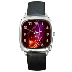  Colorful Arcs In Neon Light, Modern Graphic Art Square Metal Watch by picsaspassion