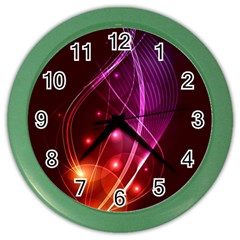  Colorful Arcs In Neon Light, Modern Graphic Art Color Wall Clock by picsaspassion