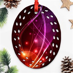  Colorful Arcs In Neon Light, Modern Graphic Art Oval Filigree Ornament (two Sides)