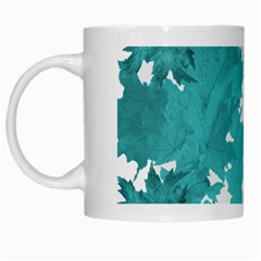 Blue Autumn Maple Leaves Collage, Graphic Design White Mugs by picsaspassion