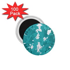 Blue Autumn Maple leaves collage, graphic design 1.75  Magnets (100 pack) 