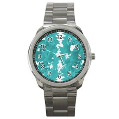 Blue Autumn Maple Leaves Collage, Graphic Design Sport Metal Watch by picsaspassion