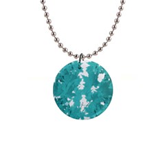 Blue Autumn Maple leaves collage, graphic design 1  Button Necklace