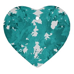 Blue Autumn Maple Leaves Collage, Graphic Design Heart Ornament (two Sides) by picsaspassion