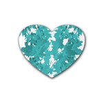 Blue Autumn Maple leaves collage, graphic design Rubber Coaster (Heart)  Front