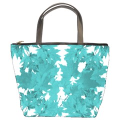 Blue Autumn Maple Leaves Collage, Graphic Design Bucket Bag by picsaspassion