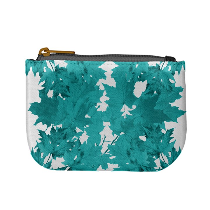 Blue Autumn Maple leaves collage, graphic design Mini Coin Purse