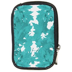 Blue Autumn Maple Leaves Collage, Graphic Design Compact Camera Leather Case by picsaspassion