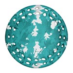 Blue Autumn Maple leaves collage, graphic design Round Filigree Ornament (Two Sides) Front