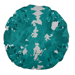 Blue Autumn Maple Leaves Collage, Graphic Design Large 18  Premium Round Cushions by picsaspassion