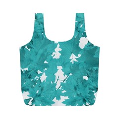 Blue Autumn Maple Leaves Collage, Graphic Design Full Print Recycle Bag (m) by picsaspassion