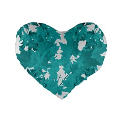 Blue Autumn Maple leaves collage, graphic design Standard 16  Premium Flano Heart Shape Cushions