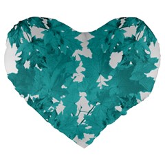 Blue Autumn Maple leaves collage, graphic design Large 19  Premium Flano Heart Shape Cushions