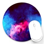 Colorful Pink and Blue Disco smoke - mist, digital art Round Mousepads Front