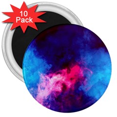 Colorful Pink And Blue Disco Smoke - Mist, Digital Art 3  Magnets (10 Pack)  by picsaspassion