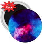 Colorful Pink and Blue Disco smoke - mist, digital art 3  Magnets (10 pack)  Front