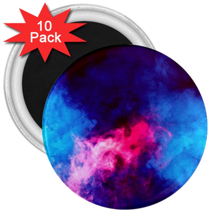 Colorful Pink and Blue Disco smoke - mist, digital art 3  Magnets (10 pack) 