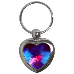 Colorful Pink And Blue Disco Smoke - Mist, Digital Art Key Chain (heart) by picsaspassion