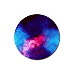 Colorful Pink And Blue Disco Smoke - Mist, Digital Art Rubber Coaster (round)  by picsaspassion