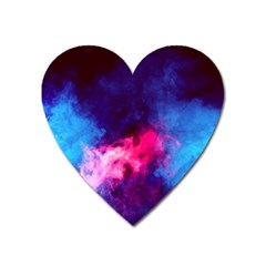 Colorful Pink And Blue Disco Smoke - Mist, Digital Art Heart Magnet by picsaspassion