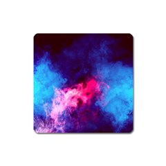 Colorful Pink And Blue Disco Smoke - Mist, Digital Art Square Magnet by picsaspassion