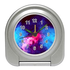 Colorful Pink And Blue Disco Smoke - Mist, Digital Art Travel Alarm Clock by picsaspassion