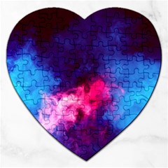 Colorful Pink And Blue Disco Smoke - Mist, Digital Art Jigsaw Puzzle (heart) by picsaspassion