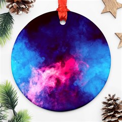 Colorful Pink And Blue Disco Smoke - Mist, Digital Art Round Ornament (two Sides)