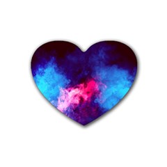 Colorful Pink And Blue Disco Smoke - Mist, Digital Art Rubber Coaster (heart)  by picsaspassion