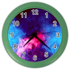 Colorful Pink And Blue Disco Smoke - Mist, Digital Art Color Wall Clock by picsaspassion