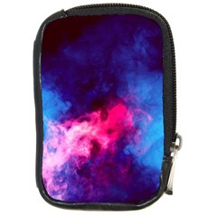 Colorful Pink And Blue Disco Smoke - Mist, Digital Art Compact Camera Leather Case by picsaspassion