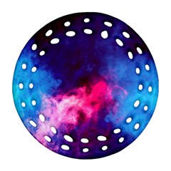 Colorful Pink And Blue Disco Smoke - Mist, Digital Art Ornament (round Filigree) by picsaspassion