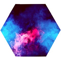 Colorful Pink And Blue Disco Smoke - Mist, Digital Art Wooden Puzzle Hexagon by picsaspassion