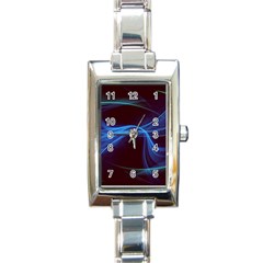 Light Waves In Blue And Green, Graphic Art Rectangle Italian Charm Watch by picsaspassion