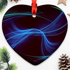 Light Waves In Blue And Green, Graphic Art Ornament (heart)