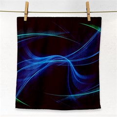 Light Waves In Blue And Green, Graphic Art Face Towel by picsaspassion