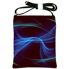 Light Waves In Blue And Green, Graphic Art Shoulder Sling Bag by picsaspassion