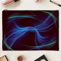 Light Waves In Blue And Green, Graphic Art Cosmetic Bag (xxxl) by picsaspassion