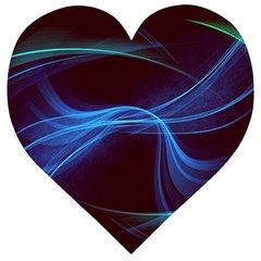 Light Waves In Blue And Green, Graphic Art Wooden Puzzle Heart