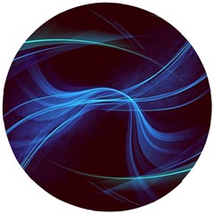 Light Waves In Blue And Green, Graphic Art Wooden Puzzle Round