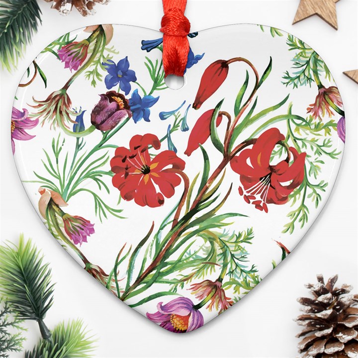 Summer flowers Heart Ornament (Two Sides)