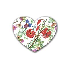 Summer Flowers Rubber Coaster (heart)  by goljakoff