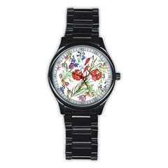 Summer Flowers Stainless Steel Round Watch by goljakoff