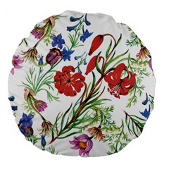 Summer Flowers Large 18  Premium Flano Round Cushions by goljakoff