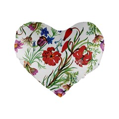 Summer Flowers Standard 16  Premium Flano Heart Shape Cushions by goljakoff