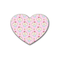 Kawaii Cupcake  Rubber Coaster (heart)  by lisamaisak