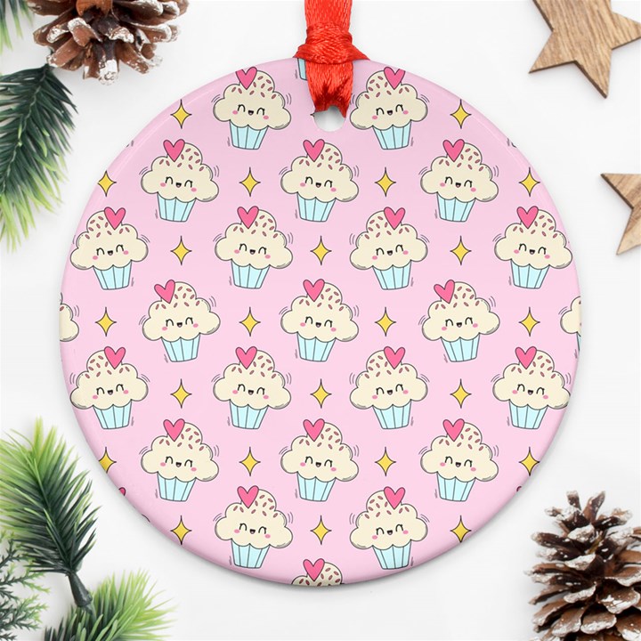 Kawaii Cupcake  Ornament (Round)