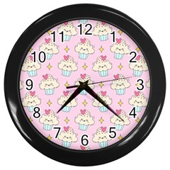 Kawaii Cupcake  Wall Clock (black)