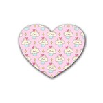 Kawaii Cupcake  Rubber Coaster (Heart)  Front