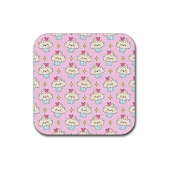 Kawaii Cupcake  Rubber Coaster (square)  by lisamaisak